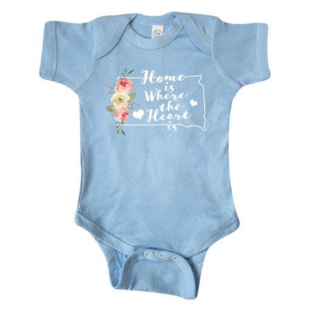 

Inktastic South Dakota Home is Where The Heart is with Watercolor Floral Gift Baby Girl Bodysuit