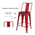 thumbnail image 3 of Leejay Red 24 inch High Back Counter Height Metal Barstool with Dark Wood Seat, Set of 6, 3 of 5
