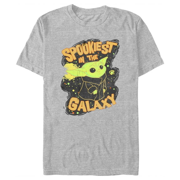 Men's Star Wars: The Mandalorian Halloween Grogu Spookiest in Galaxy  Graphic Tee Athletic Heather X Large