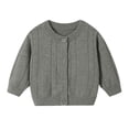 thumbnail image 2 of AUNVITO Girls & Boys Loose Fit Knit Cardigan Openwork Round Neck Long Sleeve Sweater Coat Soft Cotton Fall Winter Infant Toddler 0-3Y, 2 of 6