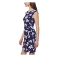 thumbnail image 3 of JESSICA HOWARD Womens Navy Ruched Zippered Lined Floral Cap Sleeve Round Neck Above The Knee Wear To Work Sheath Dress Petites 6P, 3 of 4