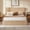 oak, variant on Queen Size Fluted Platform Bed Frame, Mid-Century Modern Wood Bed Frame with Tall Vertical Groove Headboard and Rounded Footboard Corners, Low Profile Minimalist Bed Holds 1000 Lbs for Bedroom