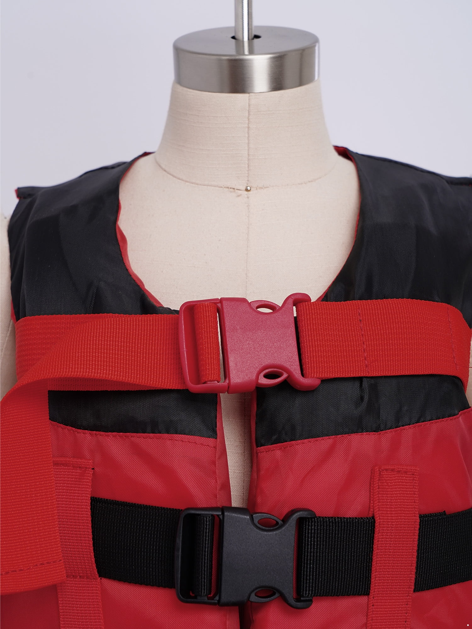 Haitryli Boys Girls Swim Life Vest Kids Color Block Buoyancy Jacket Fishing Snorkeling Water Sports Tops Black Red XXL
