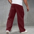 thumbnail image 4 of Uwinwear Men's Baggy Cargo Pants Elastic Drawstring Cargo Pants Casual Loose Fit Joggers Hiking Long Pants with Pockets,Deep Red,XXL, 4 of 5