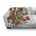 thumbnail image 3 of Rowan Soft Flannel Fleece Throw Blanket, Colorful Bird Flower and Rowan Shrubs on White Backdrop Display Botanical, Cozy Plush for Indoor and Outdoor Use, 50" x 70", Multicolor, by Ambesonne, 3 of 6