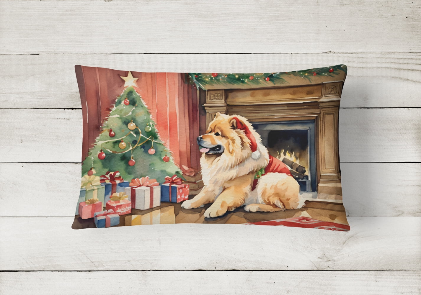 Chow Chow Cozy Christmas Throw Pillow 12 in x 16 in