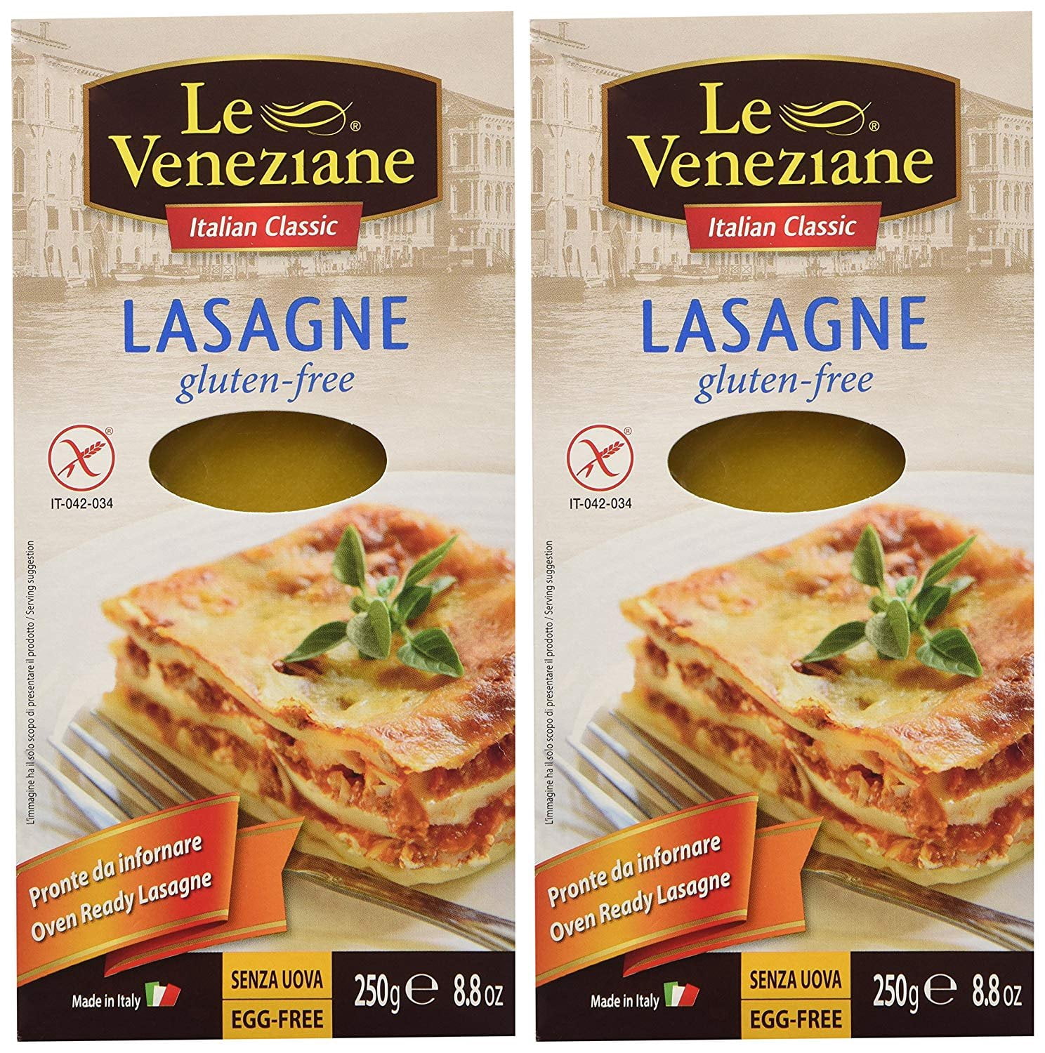 Le Veneziane Lasagne Sheets 250g Pack of 2 Oven Ready Suitable for