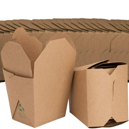 Restaurant Grease - Microwavable Brown Chinese 16 oz Take Out Boxes. 50 Pack by Avant Grub. Stackable Pails Are Recyclable. Ideal Leak And Grease Resistant Pint Size To Go Container For Restaurants and Food Service.