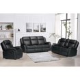 thumbnail image 4 of Hybition 3-Piece Living Room Set, PU Leather Reclining Sofa Set, Hidden Console with Cup Holders, Storage Box-Color:Black, 4 of 7