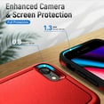 thumbnail image 3 of Heavy Duty Phone Case Designed for Apple iPhone SE,8,7 Case with 1Pc Tempered Glass Screen Protector, Shockproof Dropproof Anti-Scratch Phone Case Cover for Apple iPhone SE,8,7,Red, 3 of 6
