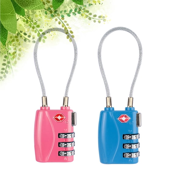 Niceauty Travel Padlock Tsa Customs Lock with Zinc Alloy Wire Rope and 3 Bit Password Code