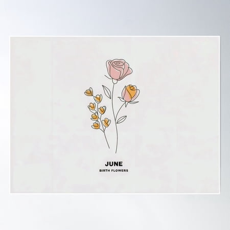June Birth Flowers Poster Wall Art, Modern Wall Decor For Living Room Bedroom, 8x12 UNFRAMED
