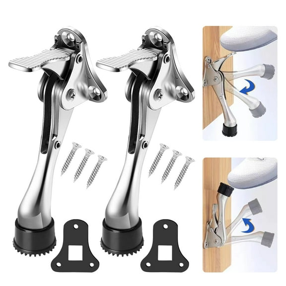 2Pzs Fixed Door Stops With Anti-Skid Rubber And Foot Pedal