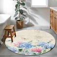 Blue Hydrangea Round Area Rug 3Ft Washable Small Circle Rugs for ...