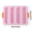 thumbnail image 3 of 4-Cavity Silicone Bread Pan | Non-Stick Sourdough Mold | Heat-Resistant Baking Pan for Homemade Sandwich Rolls | 13.4x9.4 Inch Green White Pink Options, 3 of 7
