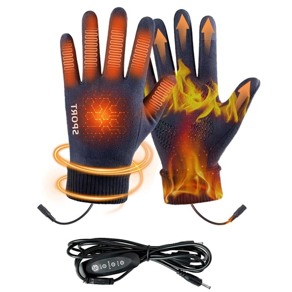 Heated Gloves for Men Women - 3 Heat Settings Touchscreen Warming Gloves, Windproof Breathable Gloves for Climbing Hiking Cycling Camping
