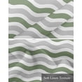 thumbnail image 6 of Sage Green Grey Kitchen Valances for Windows Farmhouse Linen Window Valance Curtain for Living Room Window Treatment Abstract Geometric Ocean Wave Stripe Valance Rod Pocket Topper Drape, 42 x 12 Inch, 6 of 6