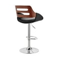 thumbnail image 5 of Armen Living KarterAdjustable Black Faux Leather and Walnut Wood Bar Stool with Chrome Base, 5 of 6
