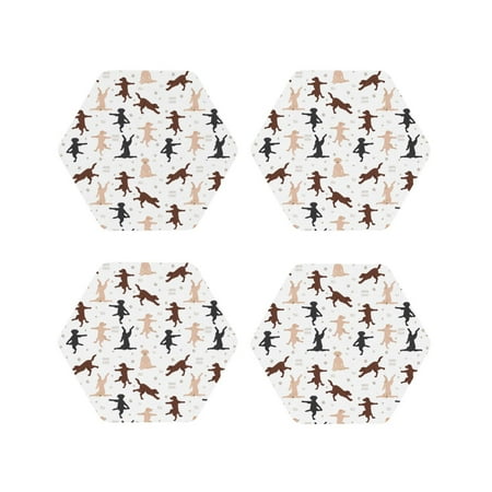 

Fuzoiu Yoga Labrador Retriever Print Leather Coasters Set Drink Coasters Set of 4 for Tabletop Protection Durable PVC Coasters Home Décor and Housewarming Gift-Hexagon
