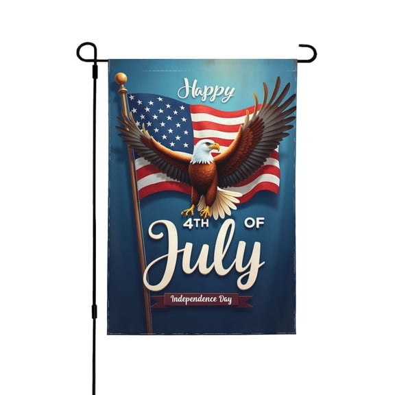 Happy 4th Of July Independence Day Garden Flag Double Sided 12x18 Inch Patriotic Eagle American Flag Yard Decor For Outdoor House Lawn Decoration