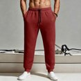 thumbnail image 3 of Men Waffle Jogger Pants Drawstring Elastic Waist Sweatpants with Pocket,Casual Comfy Home Outdoor or Sports Daily Wear,Red,L, 3 of 9