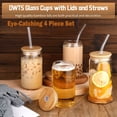 thumbnail image 4 of Juego de vasos de vidrio DWTS DANWEITESI con tapas y pajitas, 16 oz, juego de 2, 4 of 8