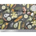 thumbnail image 3 of Soimoi Grey Silk Fabric Mixed Vegetable Print Sewing Fabric Yard 42 Inch Wide, 3 of 3