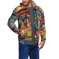 thumbnail image 2 of Zufioo Psychedelic Faces Colorful Print Men's Hooded Cardigan, Zip-up Long-Sleeved Sweatshirt Jacket Sportswear-Small, 2 of 5