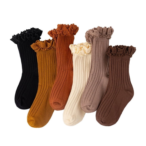 6 Colors New Solid Baby Boys Girls Knee High Long Socks Cotton Breathable Stripe Soft Kids Sock Children School Uniform SocksYellowL(6-8years) He Qiyong unisex