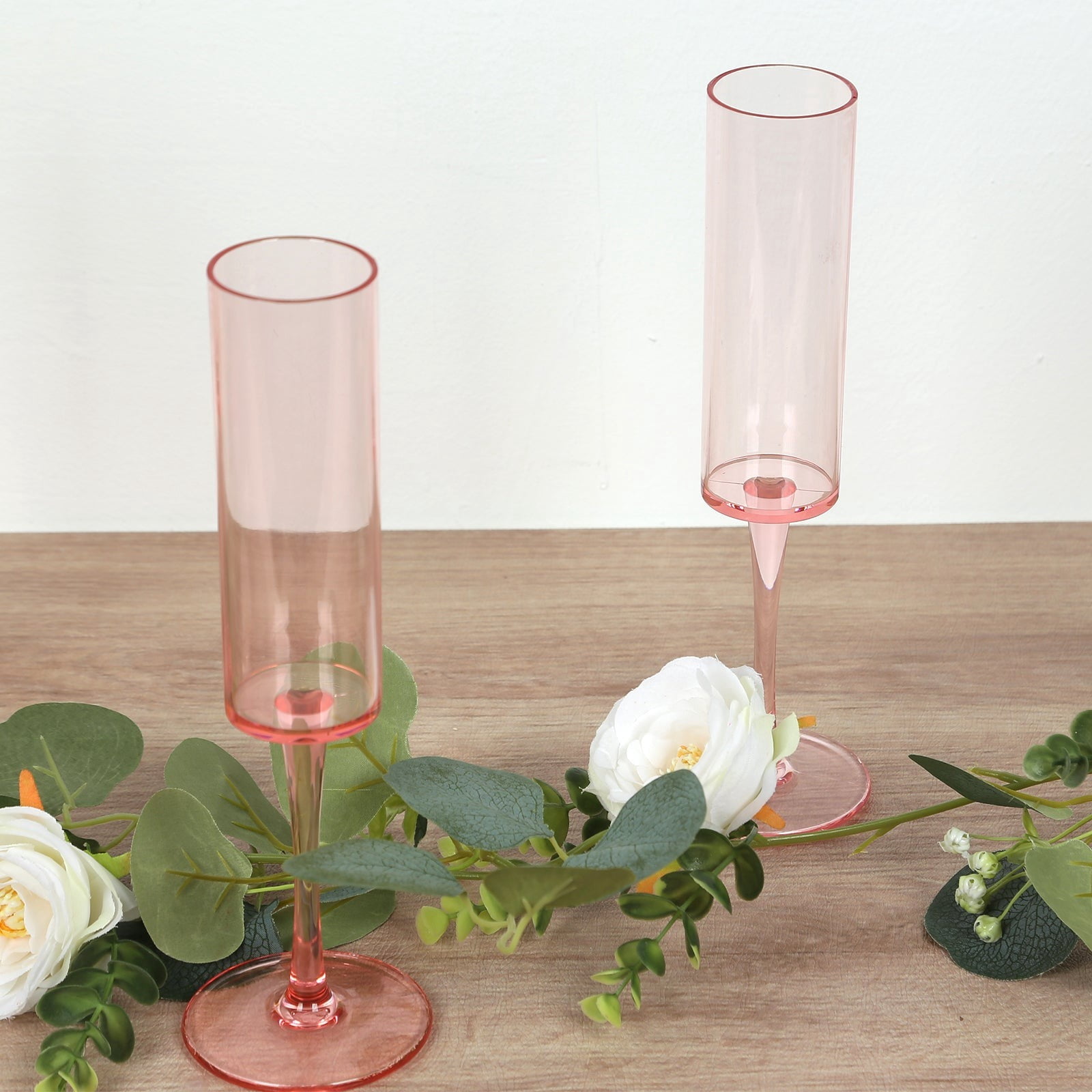 Balsa Circle 6 Blush 6 oz Cylindrical Reusable Plastic Champagne Flutes Wedding Party Events Reception Tableware Decorations Supplies