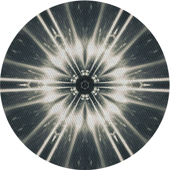 Ahgly Company Indoor Round Patterned Dark Gray Novelty Area Rugs, 7' Round