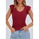 thumbnail image 5 of Remera PRETTYGARDEN Mujer Cuello en V Sin Mangas Ajustada Vino Tinto Talle L, 5 of 8