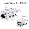 thumbnail image 2 of Toilet Roll Holder with Phone Shelf, Toilet Paper Holder for Bathroom Washroom, SUS 304 Stainless Steel Toilet Tissue Holder,Two Installation of 3M Self-Adhesive and Wall Mounted - Chrome, 2 of 7