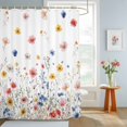 thumbnail image 4 of Shower Curtain Spring Wildflowers Shower Curtains for Bathroom Decor, Waterproof Polyester Shower Curtain Set with Hooks, Extra Long 72" x 84" Watercolor Floral, 4 of 9