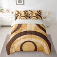 thumbnail image 2 of Feelyou Abstract Lines Bedding Comforter Set 7pcs, Brown Cycle Stripes Queen Bedding Sets, 2 of 8