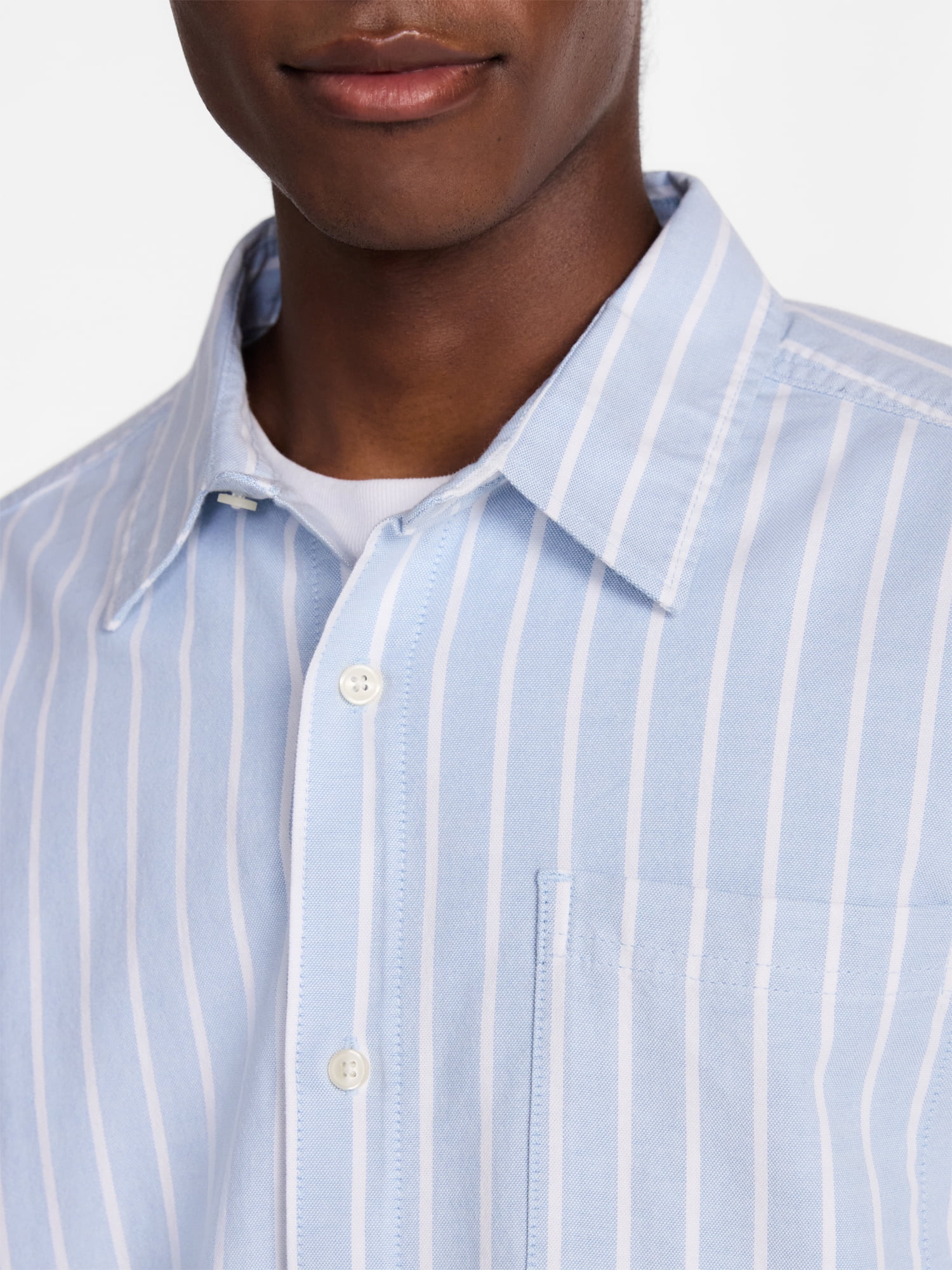 No Boundaries Boxy Cropped Fit Oxford Shirt with Long Sleeves, Men's XS-5XB