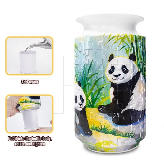 Puzzle Vase 3D Panda 162 Curved Plastic Puzzle Pieces Crafts for Adults Christmas Birthday Gitfs