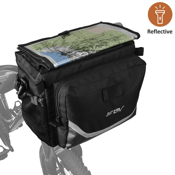 BV Bicycle Map Sleeve QuickRelease Handlebar Bag with Two Mesh Pockets