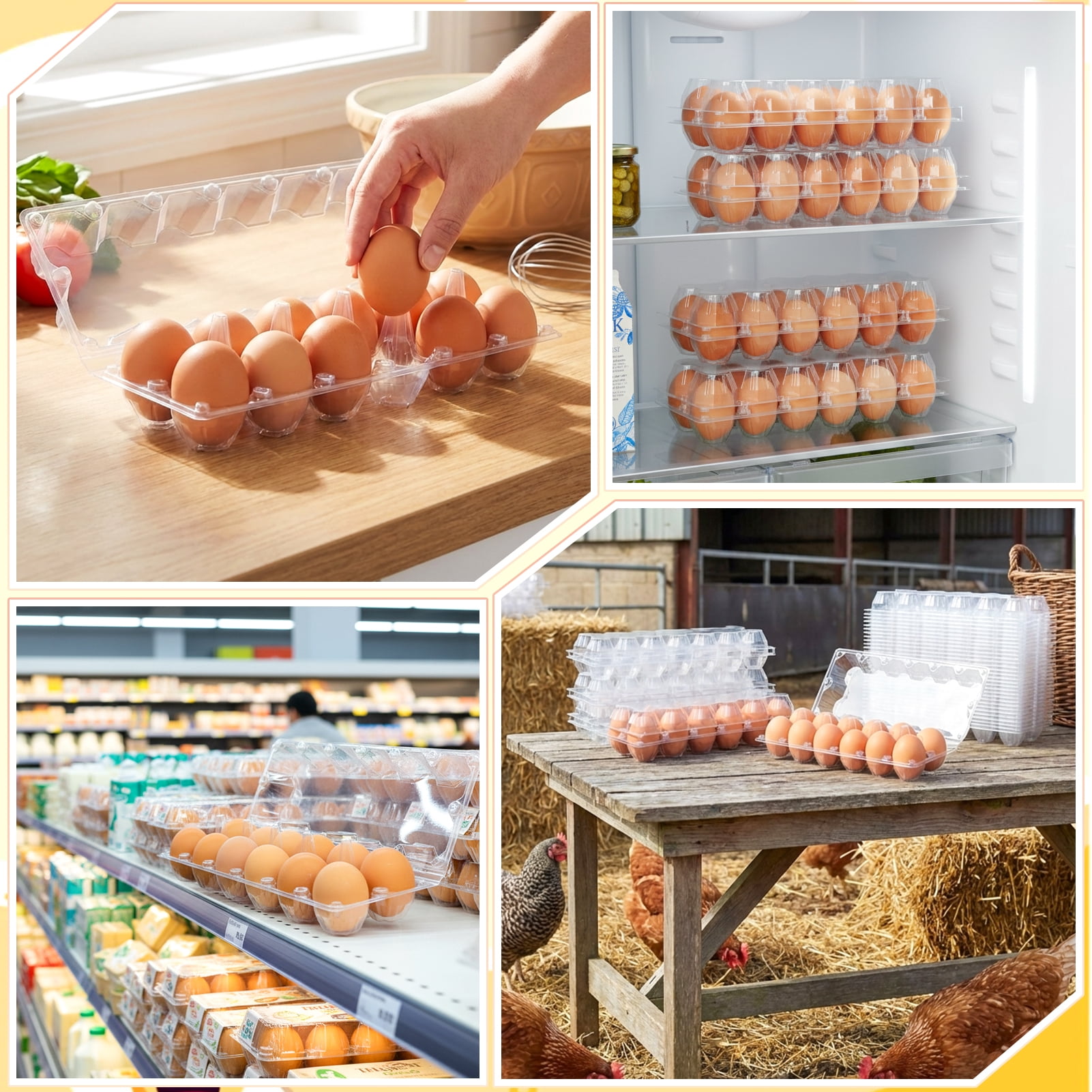 2*6 Plastic Egg Cartons, Clear Empty Chicken Egg Carton, Reusable & Cheap Egg Containers Bulk for Family, Farm, Markets Display