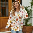 thumbnail image 3 of DISNIMO Floral Printed Sweatshirts for Women Long Sleeve Hoodies Waffle Pullover Tops Fall Winter Outfits, S, 3 of 7