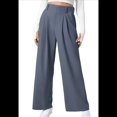 thumbnail image 1 of Pantalones de Traje de Pierna para Mujer, Holgados, de Cintura Alta Elástica, Informales, Largos, Color Gris Oscuro, Talla L, 1 of 7