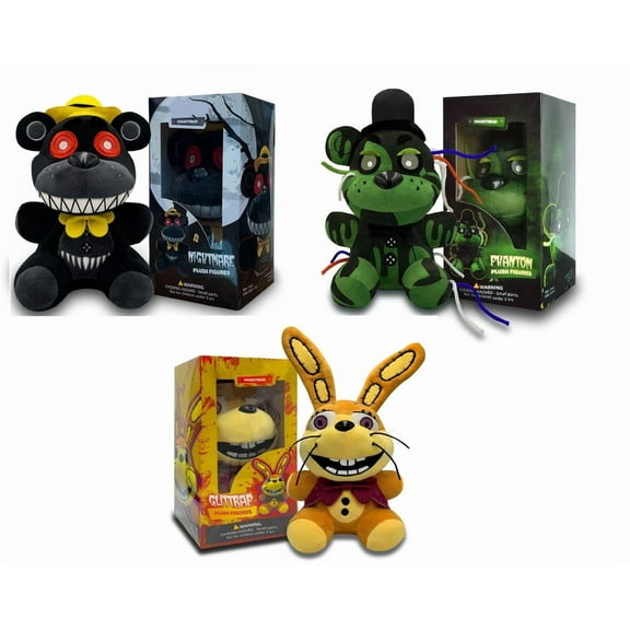 Collectible Stuffed Combo 3 Character Nightmare Plush   Phantom Freddy Plush   Glitchtrap Plush Birthday Gift For Kids, For All Ages, 7 plush