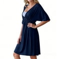 thumbnail image 3 of Stamzod Womens Maternity Dress Summer V Neck Nursing Breast Feeding Dress Short Sleeve Casual Knee High Pregnancy Dresses for Women Navy XL, 3 of 4