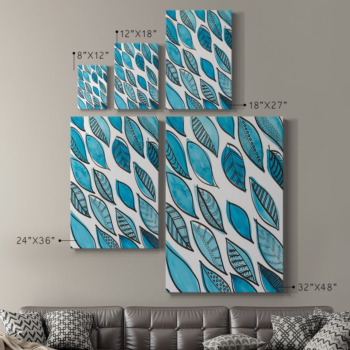 Patterned Leaf Shapes I Premium Gallery Wrapped Canvas - Ready to Hang