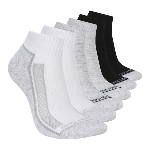 Skechers Women's Quarter Crew Socks with Cushioned Footbed & Mesh Ventilation (6-Pairs)