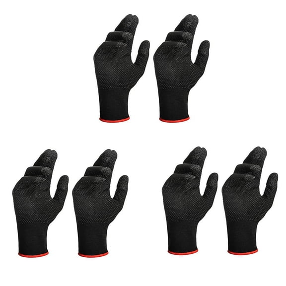 6Pcs Game Gloves for Sweat Proof Non-Scratch Sensitive Screen Gaming Finger Thumb Sleeve Gloves,6 x Game Gloves,Black