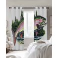thumbnail image 4 of Modern Forest Blackout Curtains for Bedroom Living Room Darkening Curtains 84 Inch Length 2 Panels Set Summer Natural Chic Colorful Fish Window Curtain Window Treatment Grommet Drapes 42"x84", 4 of 9