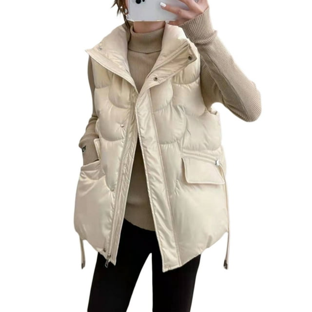 Women Quilted Puffer Vest Coat Winter Sleeveless Outerwear Stand Collar