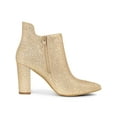 thumbnail image 3 of BLISSFUL STEP Women's Pointed Toe Cutout Block Heels Glitter Ankle Booties, 3 of 6