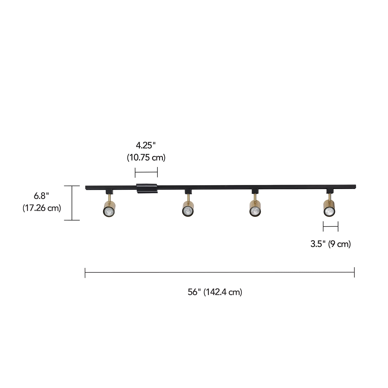 Globe Electric Industrial 56" 4-Light Matte Black Adjustable Track Ligh Kit